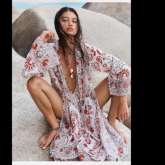 Boteh Dresses & Skirts - BOTEH Dahlia Wide Sleeve Maxi Dress Red/White Floral Small NWT